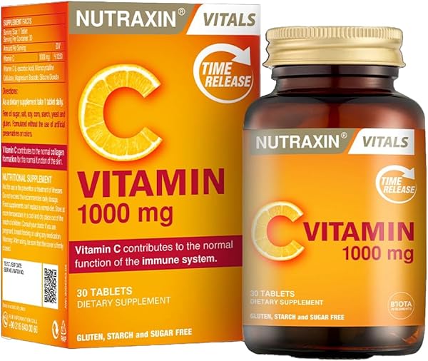 Nutraxin Vitals Vitamin C 1000 mcg 30 Tablet Takviye Edici Gıda