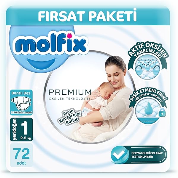 Molfix Premium Fırsat Paketi 1 Beden 72 Adet