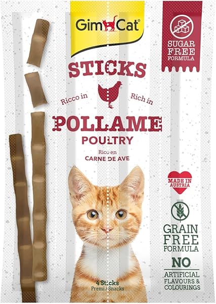 Gimcat Sticks Kümes Hayvanı Etli Tahılsız Ödül Çubukları, 4'lü (4 x 20 Gr)