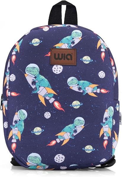 Wia Eğlenceli Baskı Tek Bölmeli Kreş Çanta Lacivert Astronot Dİnozor