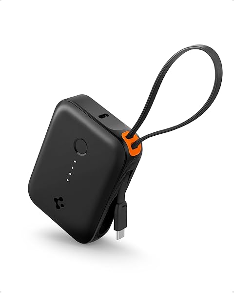 Spigen 10000 mAh Ultra Mini 30W USB-C + USB-A Giriş/Çıkış Hızlı Şarj 3 Portlu Powerbank/Type-C Dahili Kablolu Taşınabilir Şar