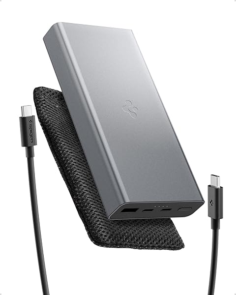 Spigen 20000 mAh Alüminyum Kasa 30W USB-C + USB-A Giriş/Çıkış Hızlı Şarj 3 Portlu Powerbank / 1 Metre Type-C Harici Kablolu T