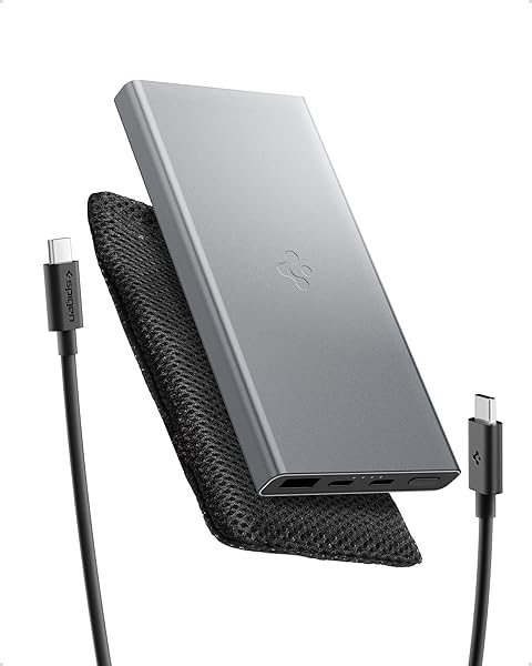 Spigen 10000 mAh Slim Alüminyum Kasa 22.5W USB-C + USB-A Giriş/Çıkış Hızlı Şarj 3 Portlu Powerbank / 1 Metre Type-C Harici Ka