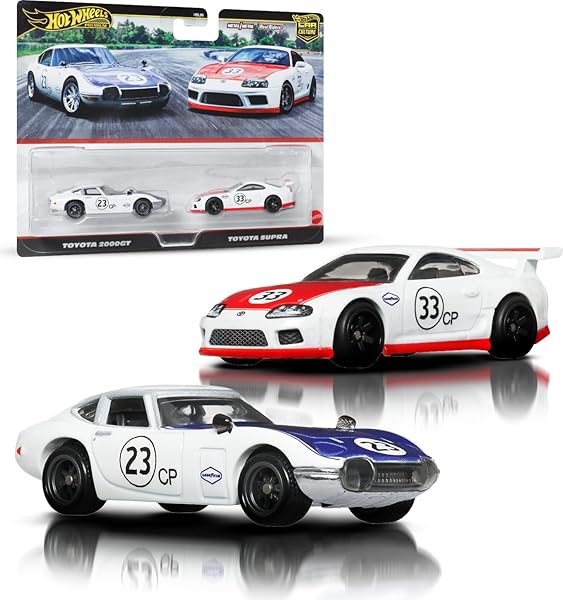 Hot Wheels Premium Car Culture 2'li paket, 1:64 ölçekli araçlardan oluşan, benzersiz çiftler, Real Riders tekerlekler, Metal/