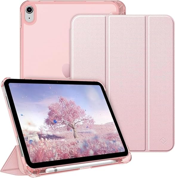 Apple iPad 11.Nesil A16 11inç/10.Nesil 10.9inç ile uyumlu Kılıf Flip Cover Kalem Bölmeli PC Case Rose Gold