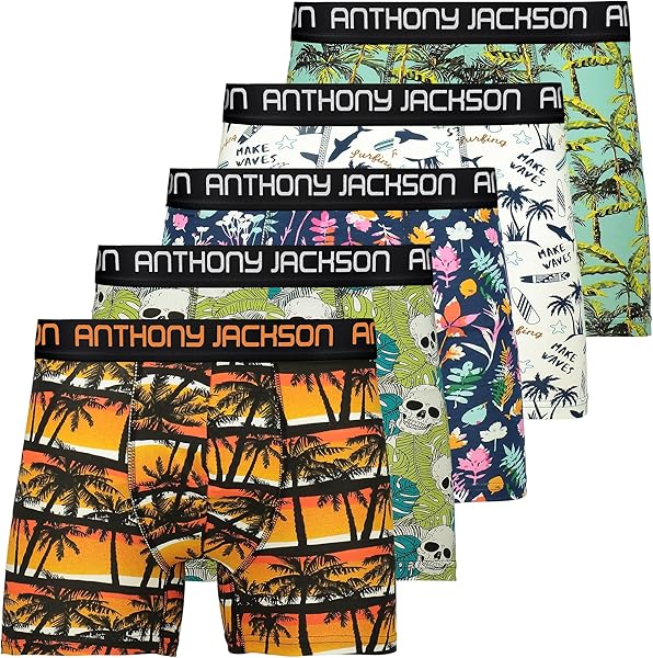 Anthony Jackson Likralı 5'li-3'lü Kutu Desenli Premium Erkek Boxer Palm Horizon
