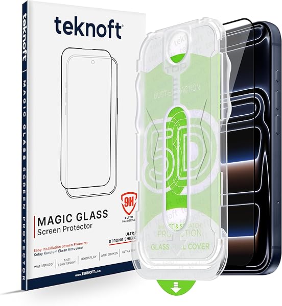 Teknoft iPhone 17 Pro Max için Kolay Kurulum Kitli Takılırken Camın Altında Kesinlikle Toz Bırakmayan Ekstra Güçlendirilmiş T
