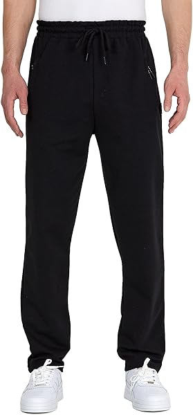 COMEOR Erkek Pamuk Eşofman Altı - Spor Koşu Pantolonu | Boş Zaman Pantolonu Fermuarlı Cepler