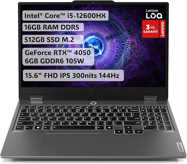 Lenovo LOQ 15IAX9 | i5-12600HX | 16GB DDR5 RAM | 512GB SSD | 15.6" FHD (1920x1080) IPS 300nits Anti-glare, 100% sRGB, 144Hz, 