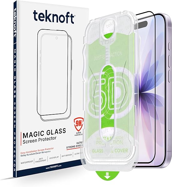 Teknoft iPhone 17 için Kolay Kurulum Kitli Takılırken Camın Altında Kesinlikle Toz Bırakmayan Ekstra Güçlendirilmiş Tam Korum