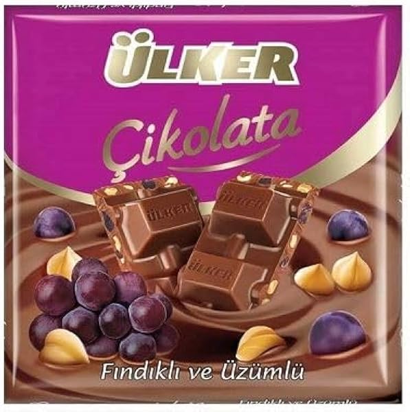 ÜLKER Kare Üzümlü Fındıklı Sütlü Çikolata, 60 Gr
