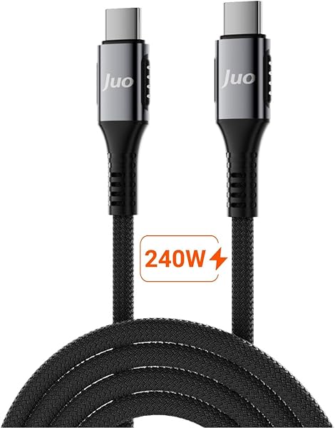 Juo 240W 5A E-Mark Çipli Örgülü USB PD Type-C to Type-C Hızlı Şarj ve Data Kablosu 2 Metre
