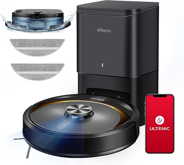 Ultenic T10 Elite Robot Vacuum Cleaner with Mop, Robotic Vacuum Self Emptying for 45 Days Hands-Free, LiDAR Navigation, Compa