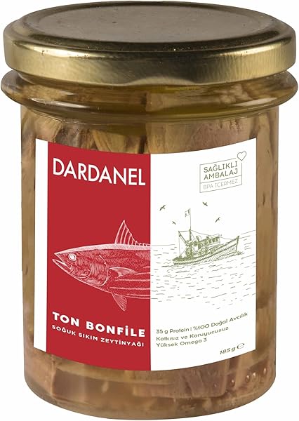 DARDANEL Zeytinyağlı Bonfile Ton Balığı Cam Kavanoz 185 gr