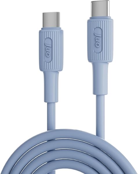 Juo 60W USB Type-C to Type-C Silikon Hızlı Şarj ve Data Kablosu Mavi 1 Metre