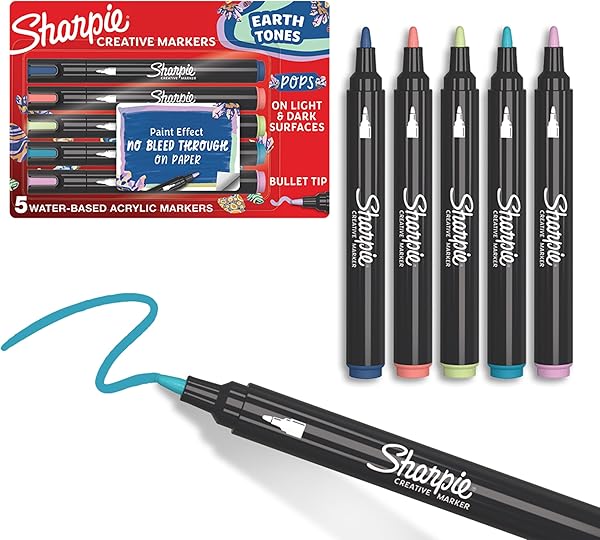 SHARPIE Yaratıcı Marker Akrilik Boya Kalemleri | Toprak Tonları | Su Bazlı Boya Kalemleri | Kan dolaşımı Yok | Çoğu Yüzey Üze