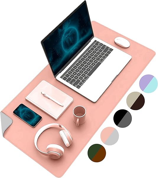 Klasse Çift Renk Dikişli PU Deri Masa Matı 80x40 Cm Mousepad, Su Geçirmez Masa Sümeni, Çift Taraflı Kullanım, Dizüstü Bilgisa