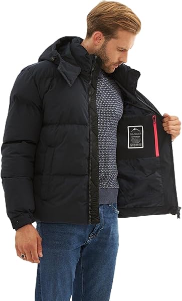 Erkek Su Geçirmez Çıkarılabilir Kapüşonlu Şişme Mont 720DNGR