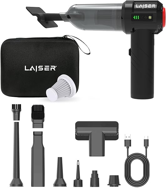 Laiser Mini, Katlanabilir LED Ekranlı 17.000 PA 3ın1 Çekme-Vakum-Üfleme Özellikli Şarjlı Araç Süpürgesi
