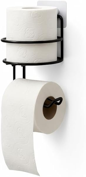 Orret Home Yapışkanlı Tuvalet Kağıtlığı – Mat Siyah Metal Tuvalet Kağıt Tutacağı ve Yedek Standı, Delmeden Montaj, Suya Dayan