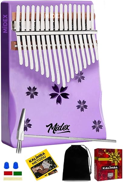 Midex KLX-870 Mor Renk Yüksek Kaliteli Ahşap Kalimba 17 Tuşlu Full Set