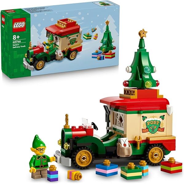 LEGO Noel Baba’nın Dağıtım Kamyonu 40746 – 8 Yaş ve Üzeri Çocuklar için Yılbaşı Hediyeleri, Elf Minifigürü ve Aracın Üstüne T