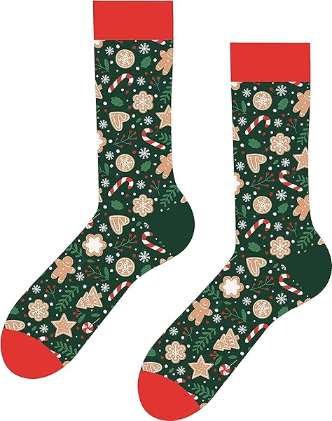 Yılbaşı Desenli Kurabiyeli Renkli Çorap