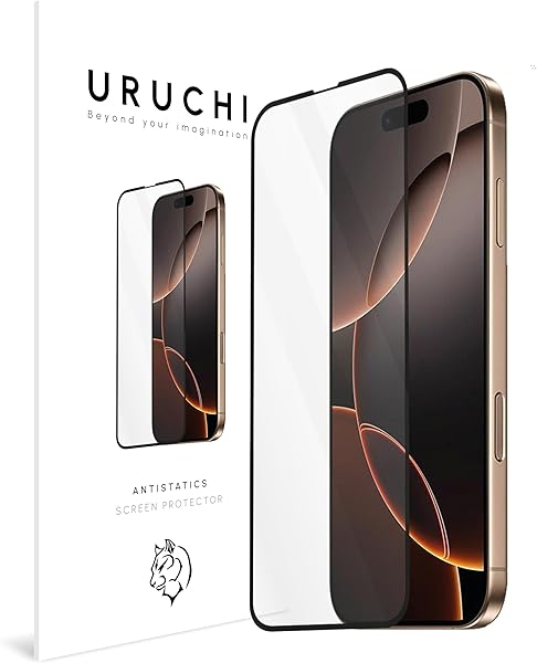 URUCHI iPhone 16 Pro Anti-Statik Ekran Koruyucu, HD Tam Kapsamlı Ekran Kapağı Cam Filmi