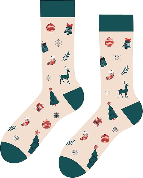 Yılbaşı Desenli Kurabiyeli Renkli Çorap