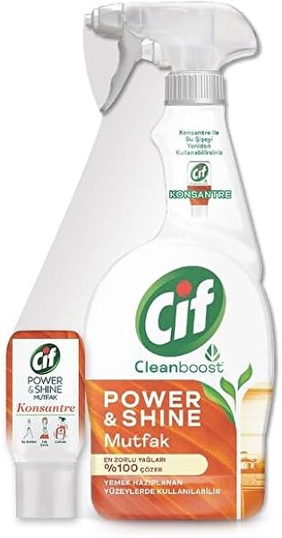 Cif Power & Shine Sprey Mutfak Yağ Çözücü 750 ml + Cif Power & Shine Konsantre Mutfak 70 ml