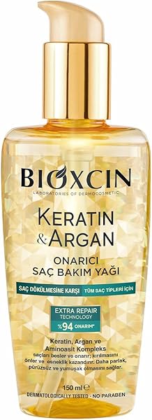 Bioxcin Keratin & Argan Onarıcı Saç Bakım Yağı 150 ml – Yıpranmış Saçlar İçin Nemlendirici ve Parlaklık Veren Bakım