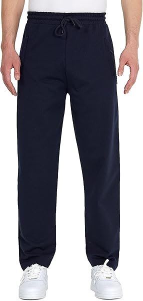 COMEOR Erkek Pamuk Eşofman Altı - Spor Koşu Pantolonu | Boş Zaman Pantolonu Fermuarlı Cepler