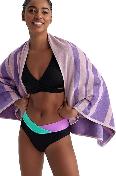 DeFacto Kadın Kadın Pamuklu Plaj Havlusu, Lila, Standard