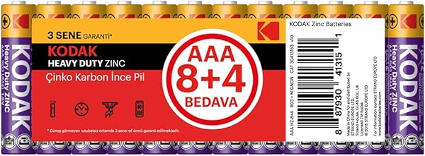 Kodak 12 Adet Çinko Karbon ince Pil (AAA) - 30413153