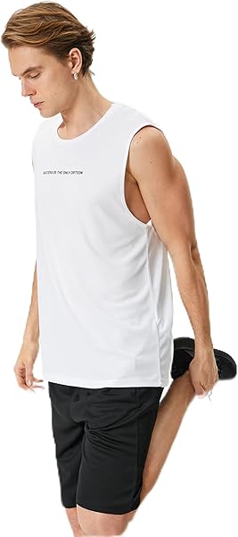 Sporcu Atleti Slogan Baskılı Bisiklet Yaka