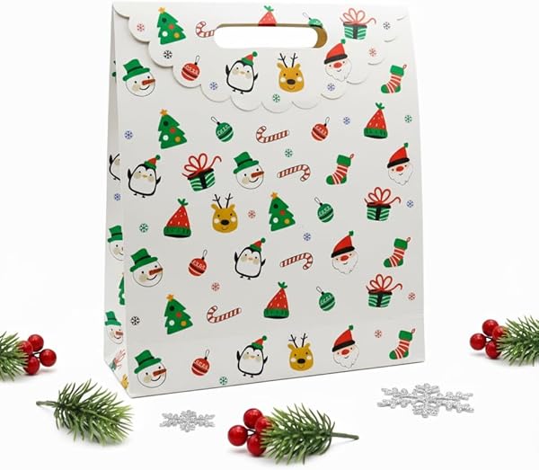 25x32 cm Premium Kalite Yılbaşı Hediye Paketi – Zarf Model Karton Çanta, Yılbaşı Hediye Kutusu, Dayanıklı Karton Malzeme ile 