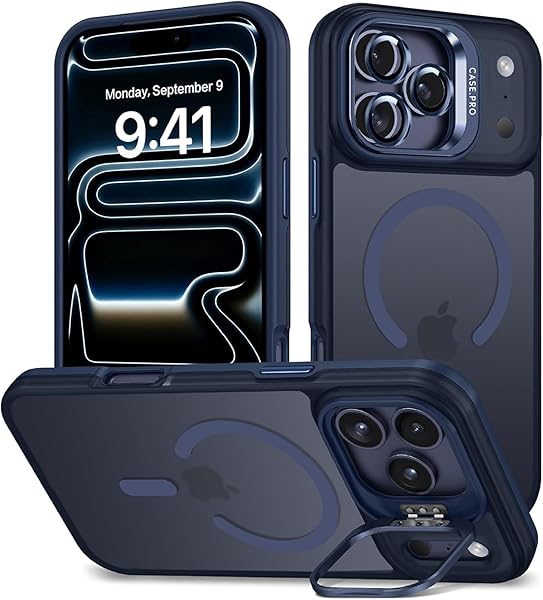 Babilden iPhone için Kılıf Kamera Korumalı Magsafe Wireless Şarj Özellikli Mat Şeffaf Renkli Standlı Kılıf (Lens Hediyeli) (L