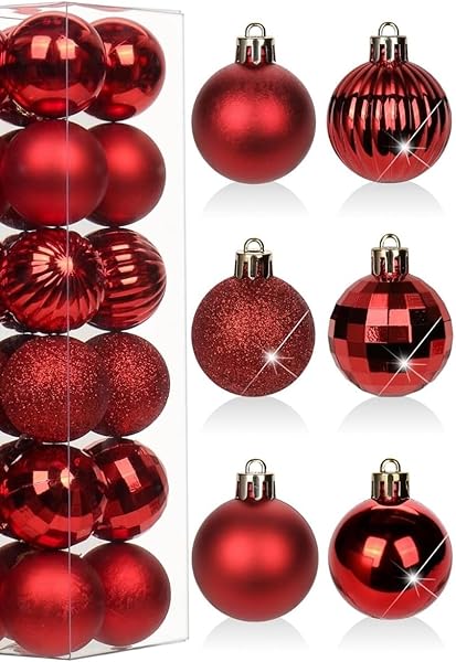 Yenigeldi 12'Li Kırmızı Yılbaşı Topu 3 Cm, Noel Ağacı Topu, Çam Ağacı Topu, Kırmızı