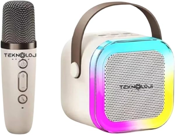 K12 Kablosuz Bluetooth Hoparlör Karaoke Mikrofon 5 Ses Efektli Rgb Hd Stereo ?es Usb/Sd/FM