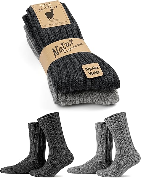GoWith 2'li-4'lü Alpaka Yünlü Termal Kalın Yıkamalı Yumuşak Doğal Kışlık Kadın Erkek Bot Çorabı 3094