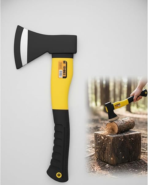 Jouis Balta Fiber Saplı Ergonomik Kaymaz Saplı Çelik Başlı Profesyonel Odun Kesme Balta Kamp ve Bahçe Kullanımı İçin Dayanıkl