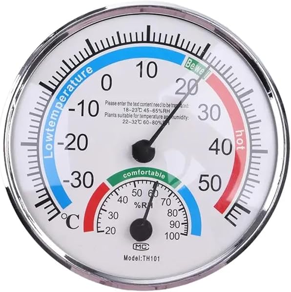 Analog Ekranlı Sıcaklık ve Nem Ölçer Termometre, -30°C ile +50°C Arası, 12.5cm Çap, Bebek Odası için Uygun