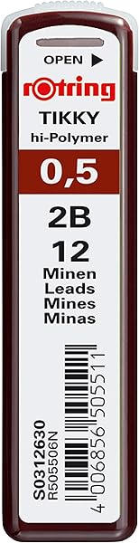 rOtring Tikky Hi-Polymer Mekanik Kurşun Kalem Ucu, 0,5mm, 2B, 0.5 Mm