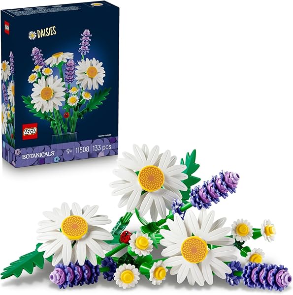 LEGO Botanicals Papatyalar 11508-3 Büyük Papatya, 2 Küçük Papatya Dalı, 3 Lavanta ve Yeşil Dallar İçeren Sevgililer Günü'ne Ö