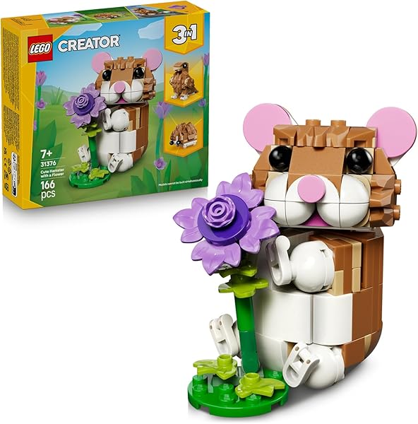 LEGO Creator 3’ü 1 Arada Sevimli Hamster ile Çiçek 31376 – 7 Yaş ve Üzeri Kız ve Erkek Çocuklar için Kirpi veya Kartala Dönüş