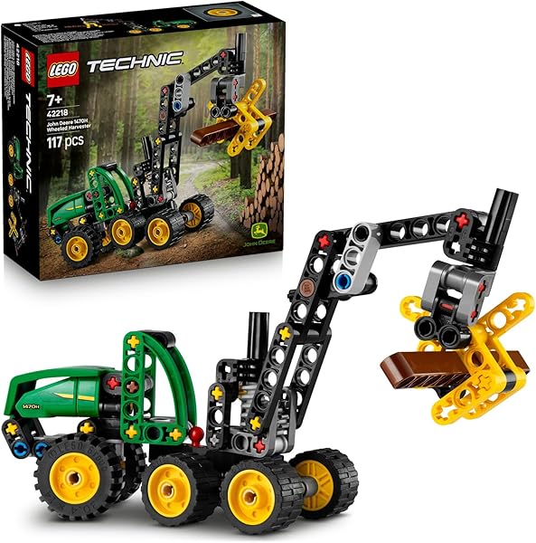 LEGO Technic John Deere 1470H Tekerlekli Orman Makinesi 42218 – 7 Yaş ve Üzeri Kız ve Erkek Çocuklar için Çalışan Kepçe ve Kü