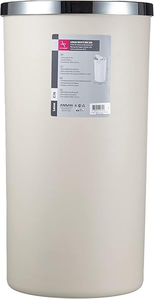 Primanova Lenox 35 lt Çöp Kovası, Kapaklı, 30 x 56 cm, Bej