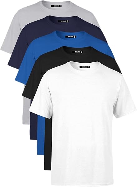 METALIC Erkek Çok Renkli T- Shirt Regular Fit Rahat Kesim Bisiklet Yaka 5'li Basic Tişört Paketi
