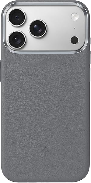 Minesk iPhone 17 Pro için MagSafe ile Uyumlu Çizilmeyen ve Parmak İzi Tutmayan Deri Görünümlü Metal Tuşlu ve Metal Lens Çerçe