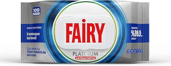 Fairy Platinum Antibakteriyel Yüzey Temizlik Havlusu 100 Yaprak | Beyaz Sirke & Karbonat | 48 Saat Temizlik Etkili | İz Bırak